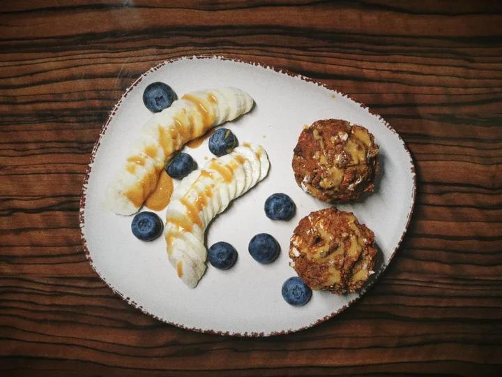 无糖海盐香蕉夹心花生酱燕麦快手马芬【健康主食】