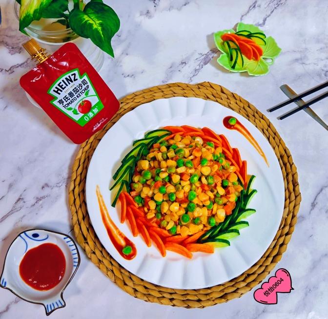 用番茄沙司炒出五彩缤纷