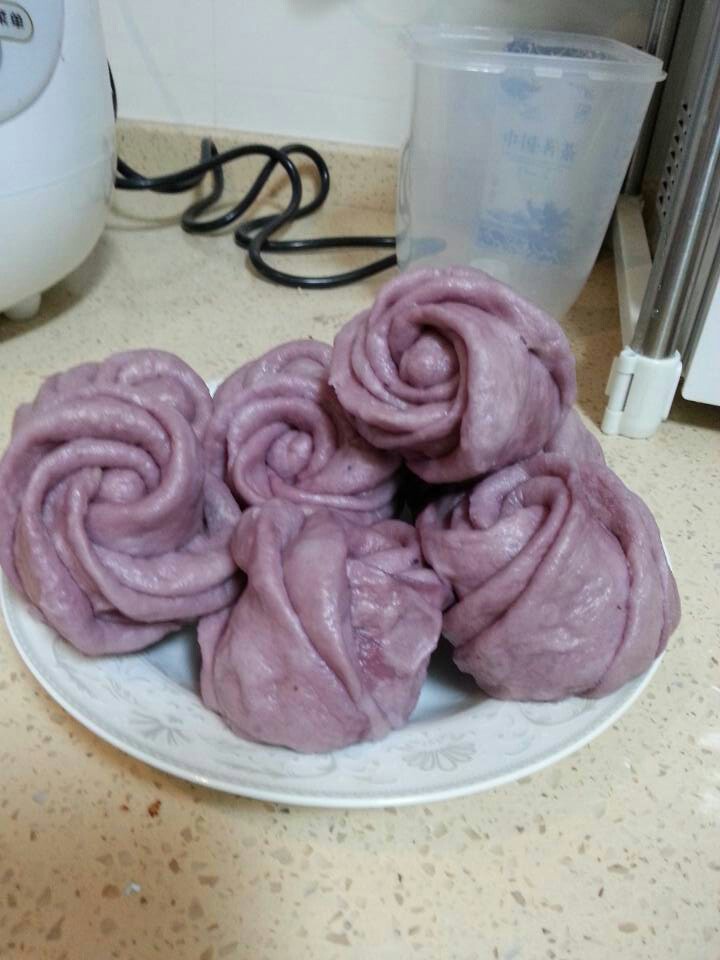 紫薯玫瑰花馒头