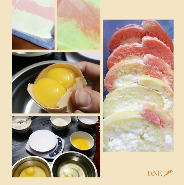 五彩斑斓的彩虹蛋糕卷   #皮黑森林#