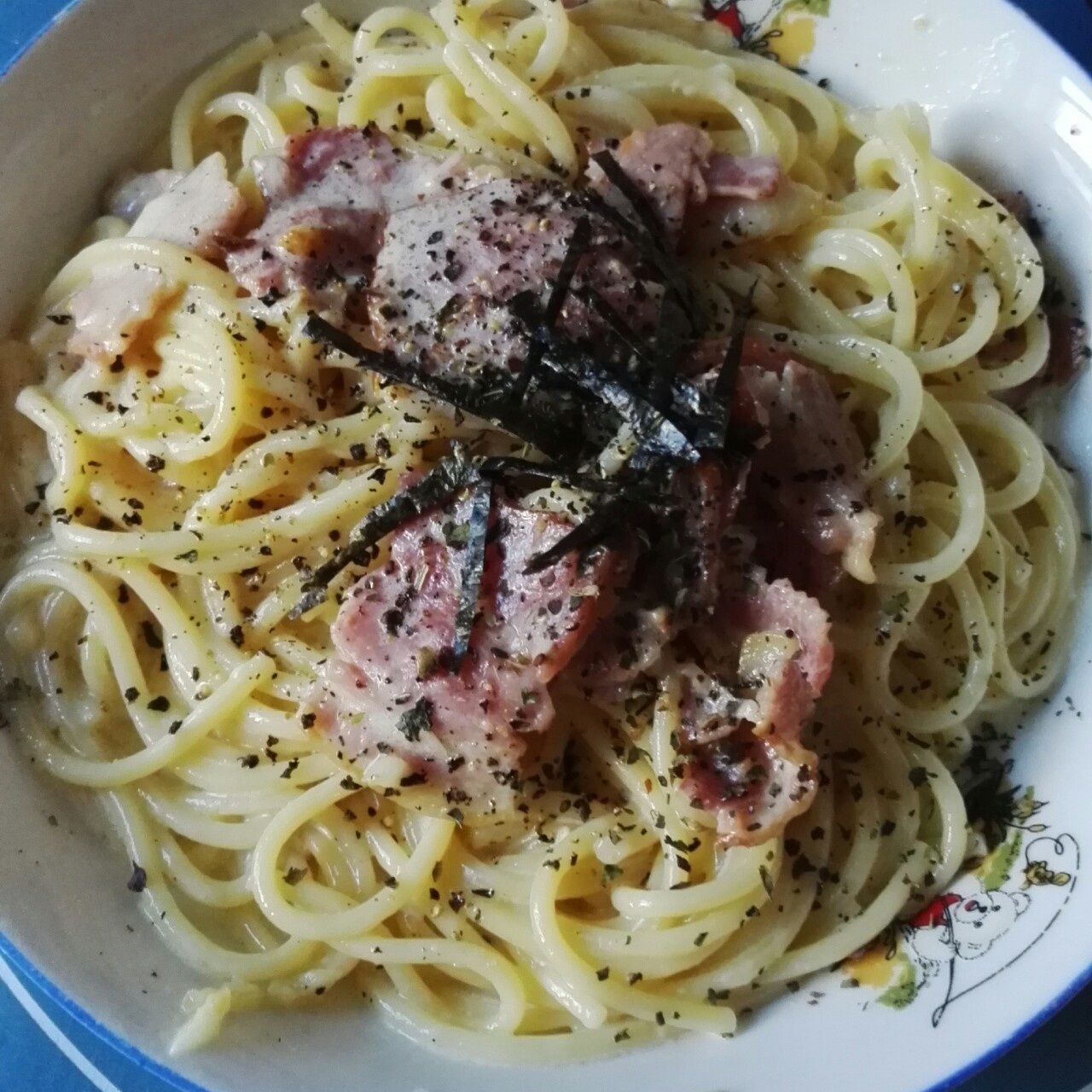 白蘑菇奶油培根意面