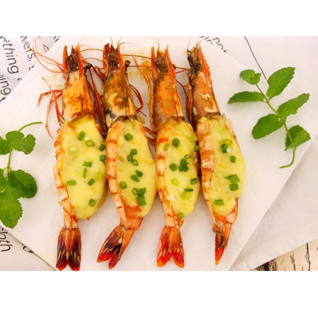 清雨洗尘做的芝士烤虾无蒜蓉版