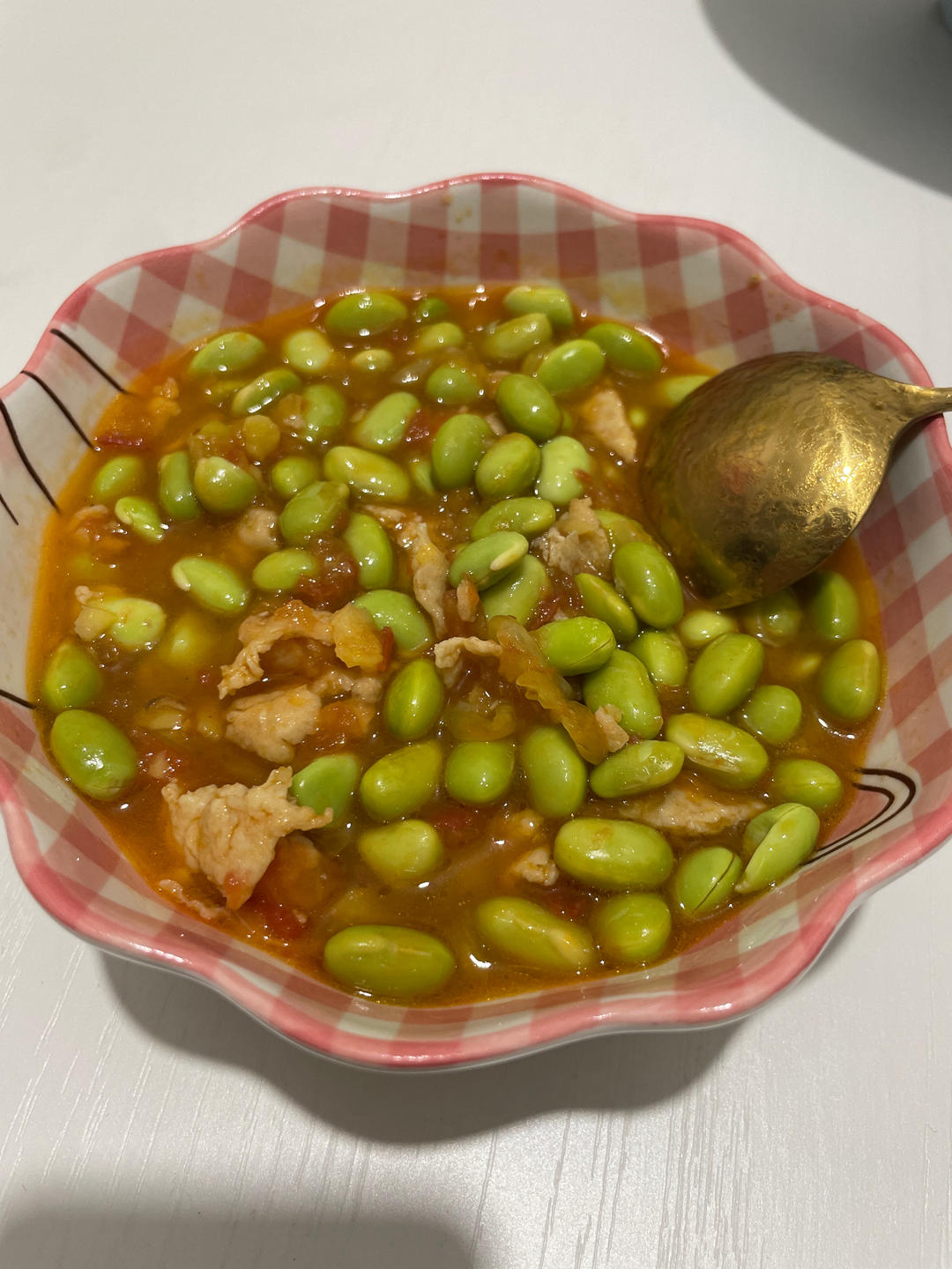 肉末番茄烧毛豆