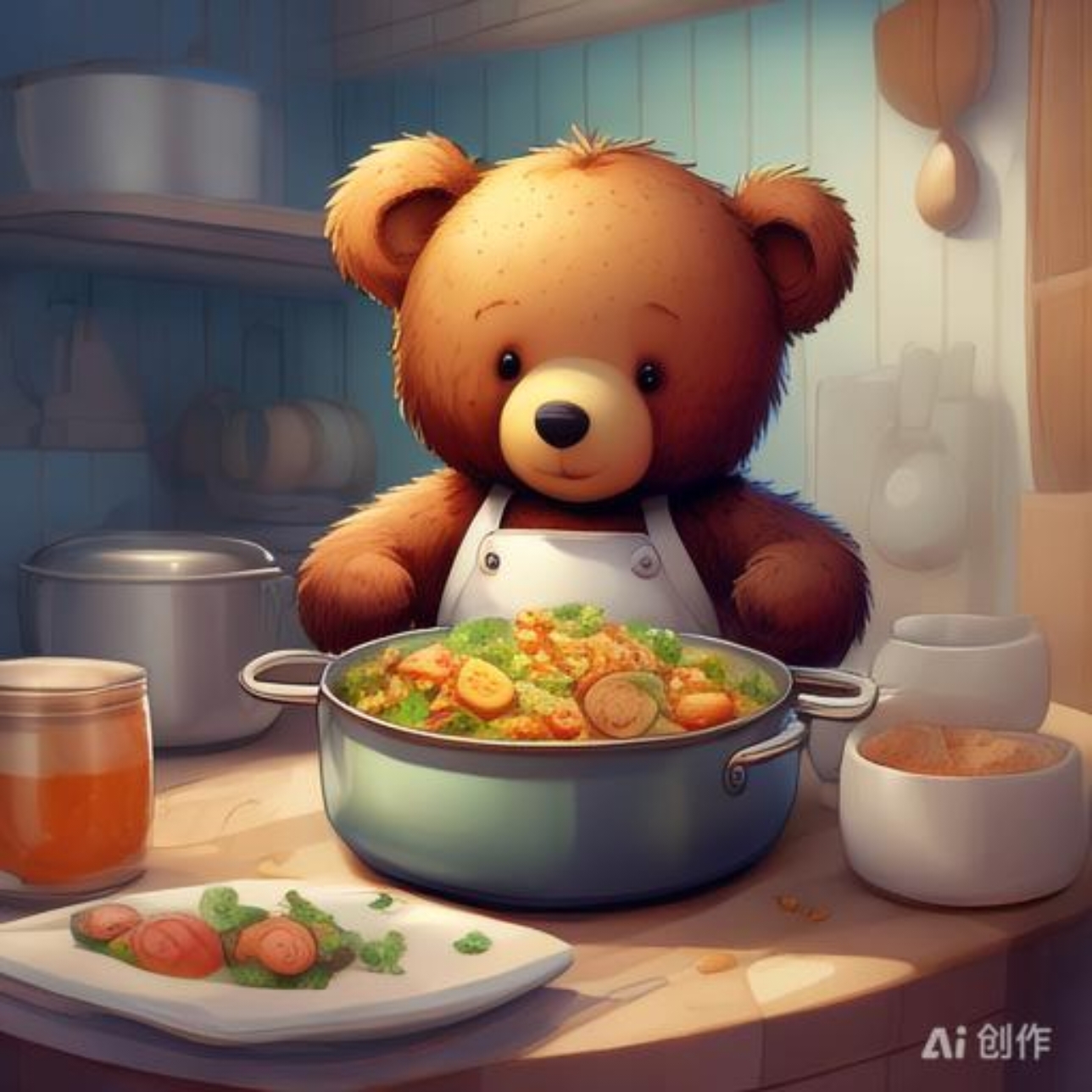 小熊爱美食