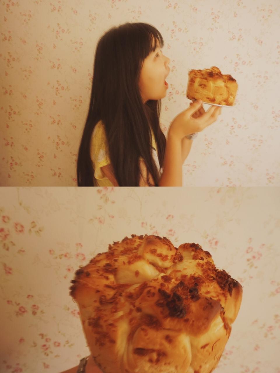 消耗淡奶油的超软北海道手撕面包——椰蓉和巧克力很搭哦~