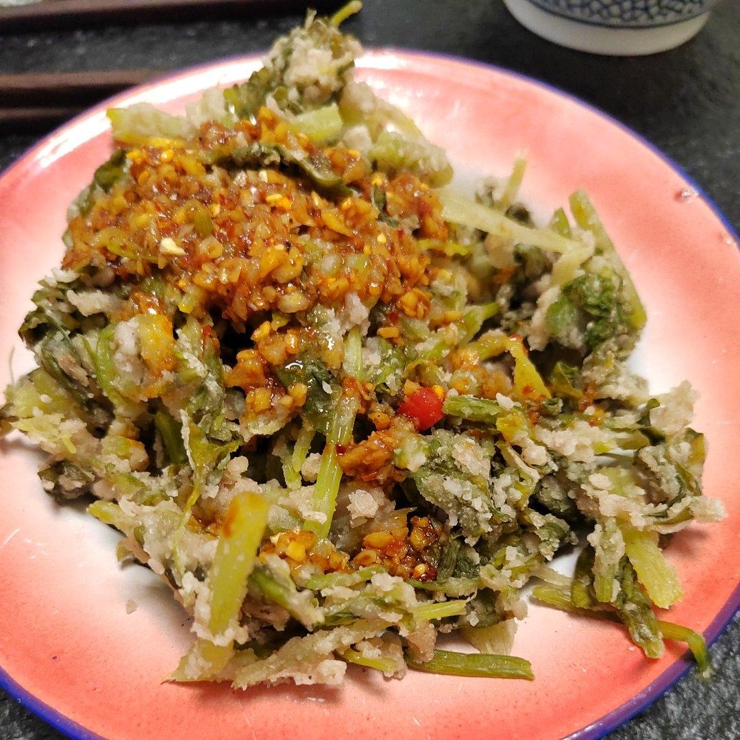 蒸芹菜叶（蒸野菜）