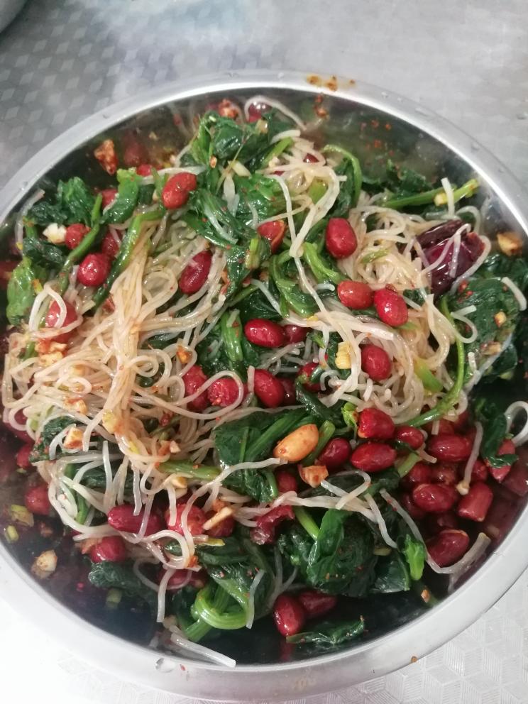 菠菜粉丝花生米