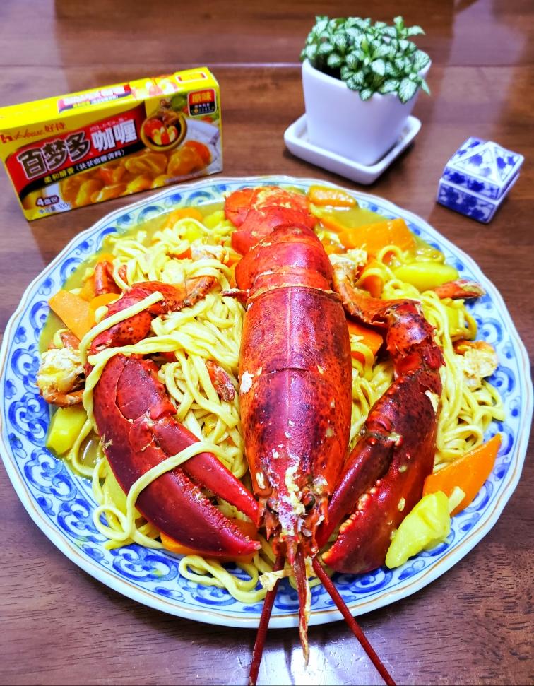 咖喱龙虾伊面的做法
