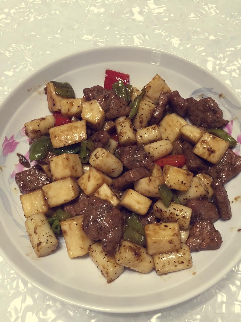 黑胡椒杏鲍菇牛肉粒