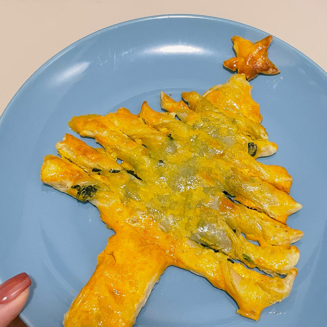 手抓饼菠菜圣诞树🎄酥到掉渣免揉简单快手