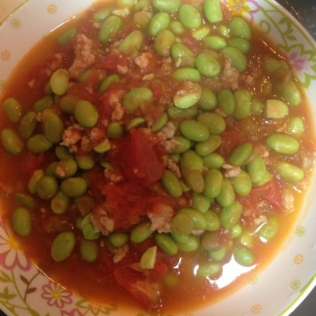 肉末番茄烧毛豆