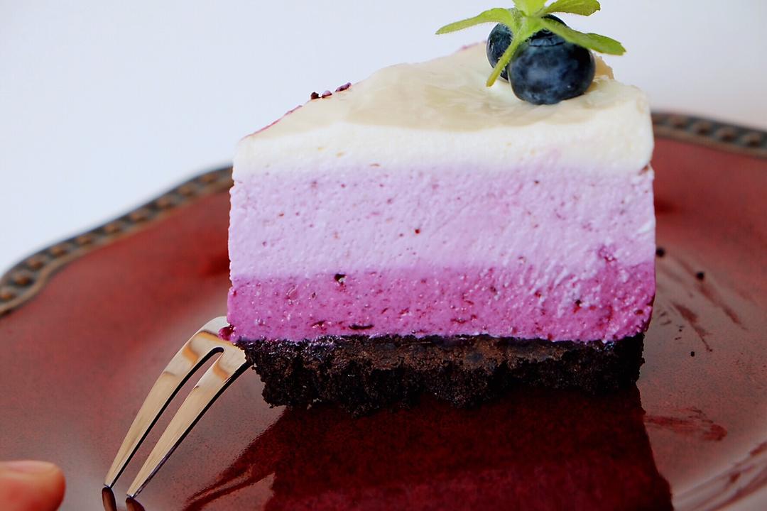 渐变蓝莓冻芝士蛋糕（免烤）