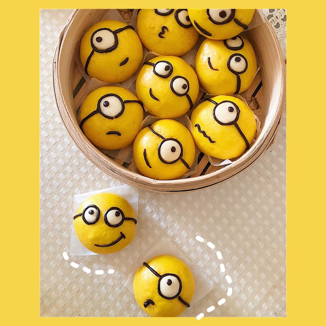 【原创】小黄人紫薯馅南瓜包子
