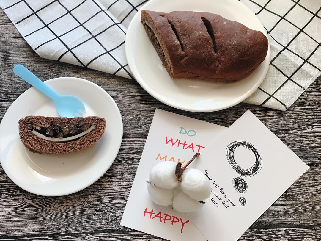 抹茶麻薯红豆软欧包