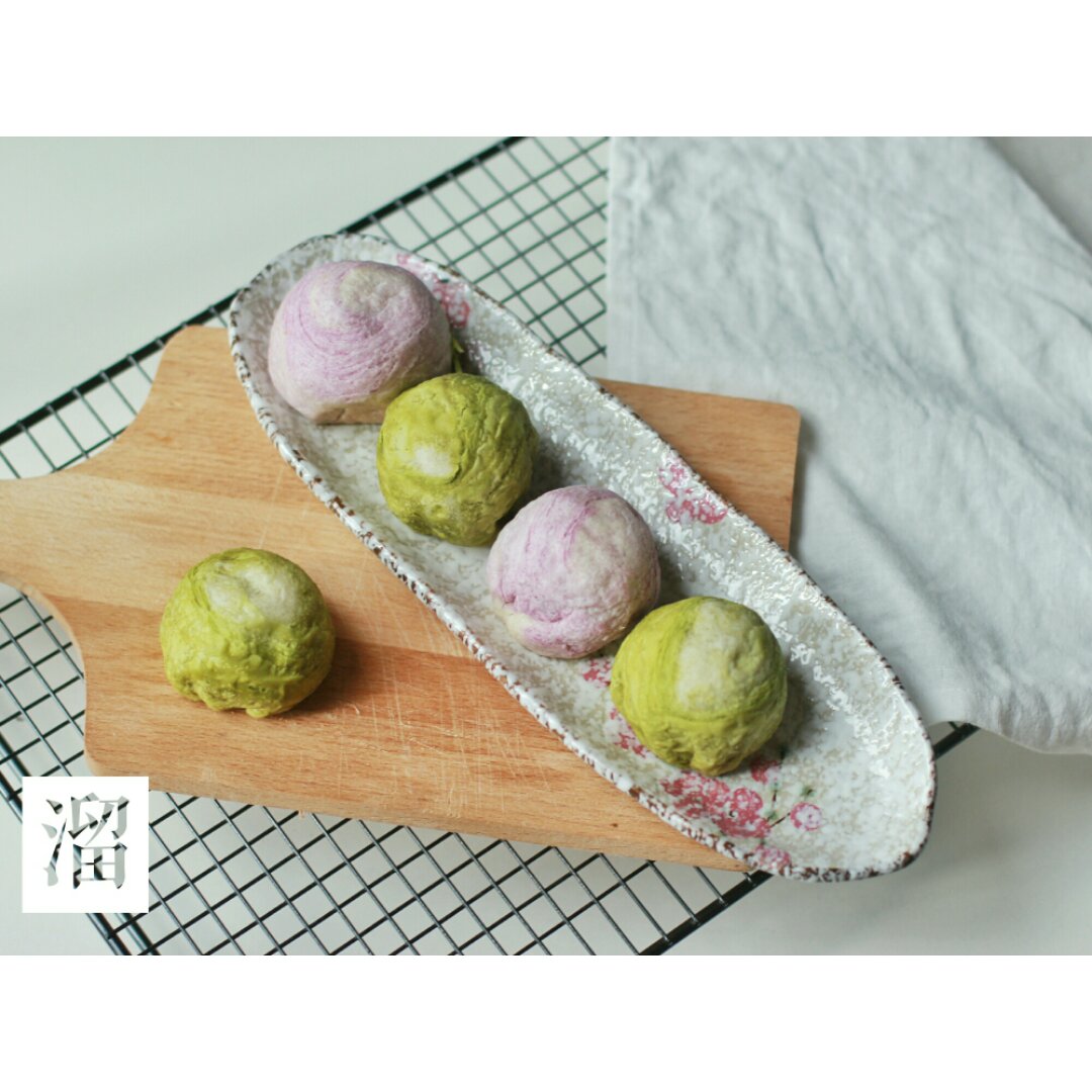 蛋黄酥~紫薯、抹茶、原味~花好月圆，中秋快乐~内附一次做六色蛋黄酥方法~