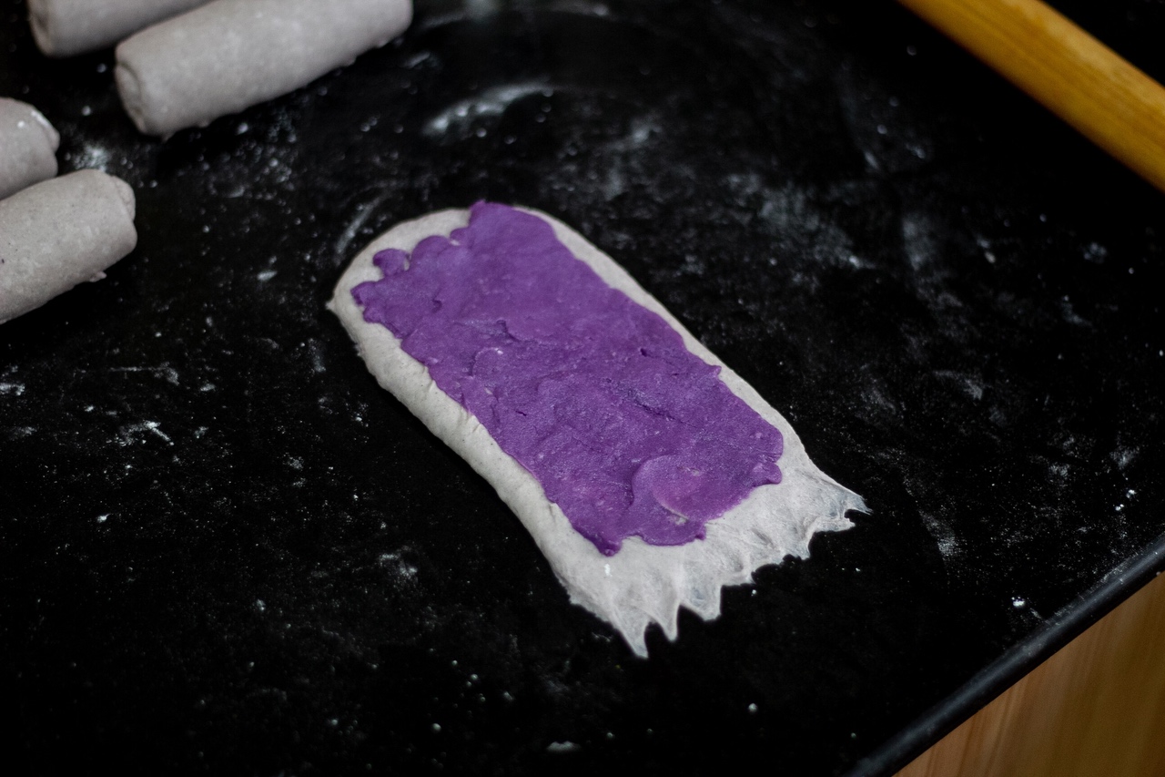 椰香紫米紫薯小吐司🍠温柔椰奶💗多层内馅的做法 步骤4