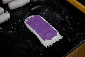椰香紫米紫薯小吐司🍠温柔椰奶💗多层内馅的做法 步骤4