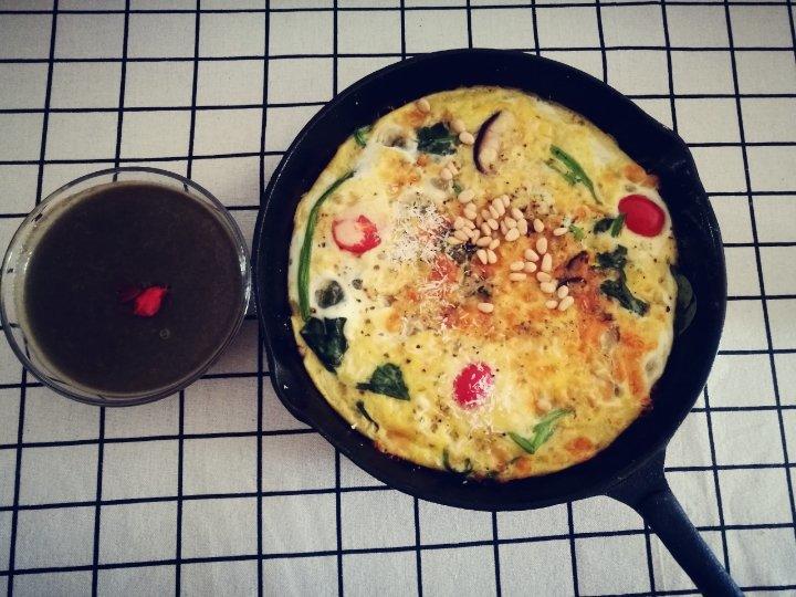 蘑菇菠菜奶酪早餐蛋饼丨健康·烘焙