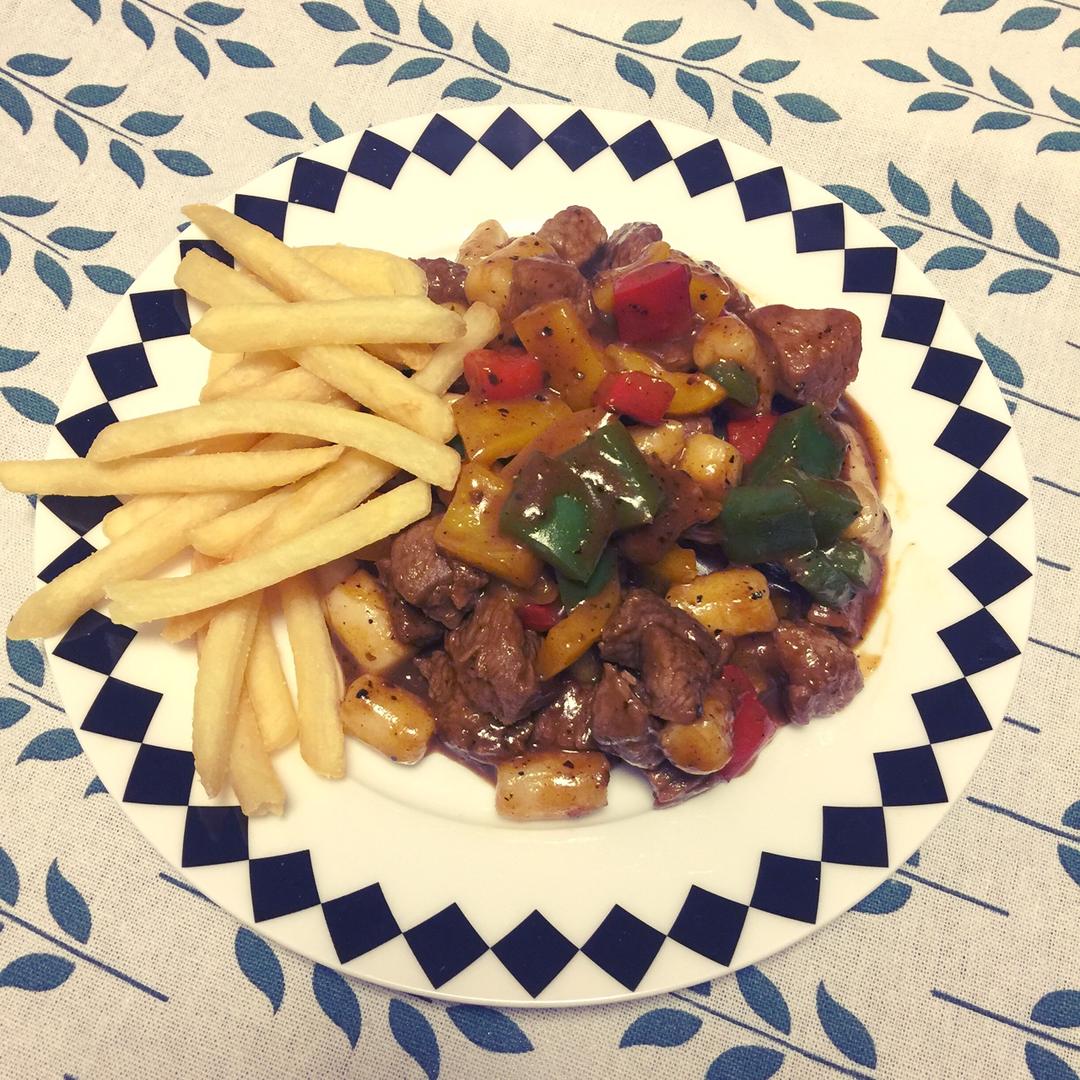 黑椒杏鲍菇牛肉粒