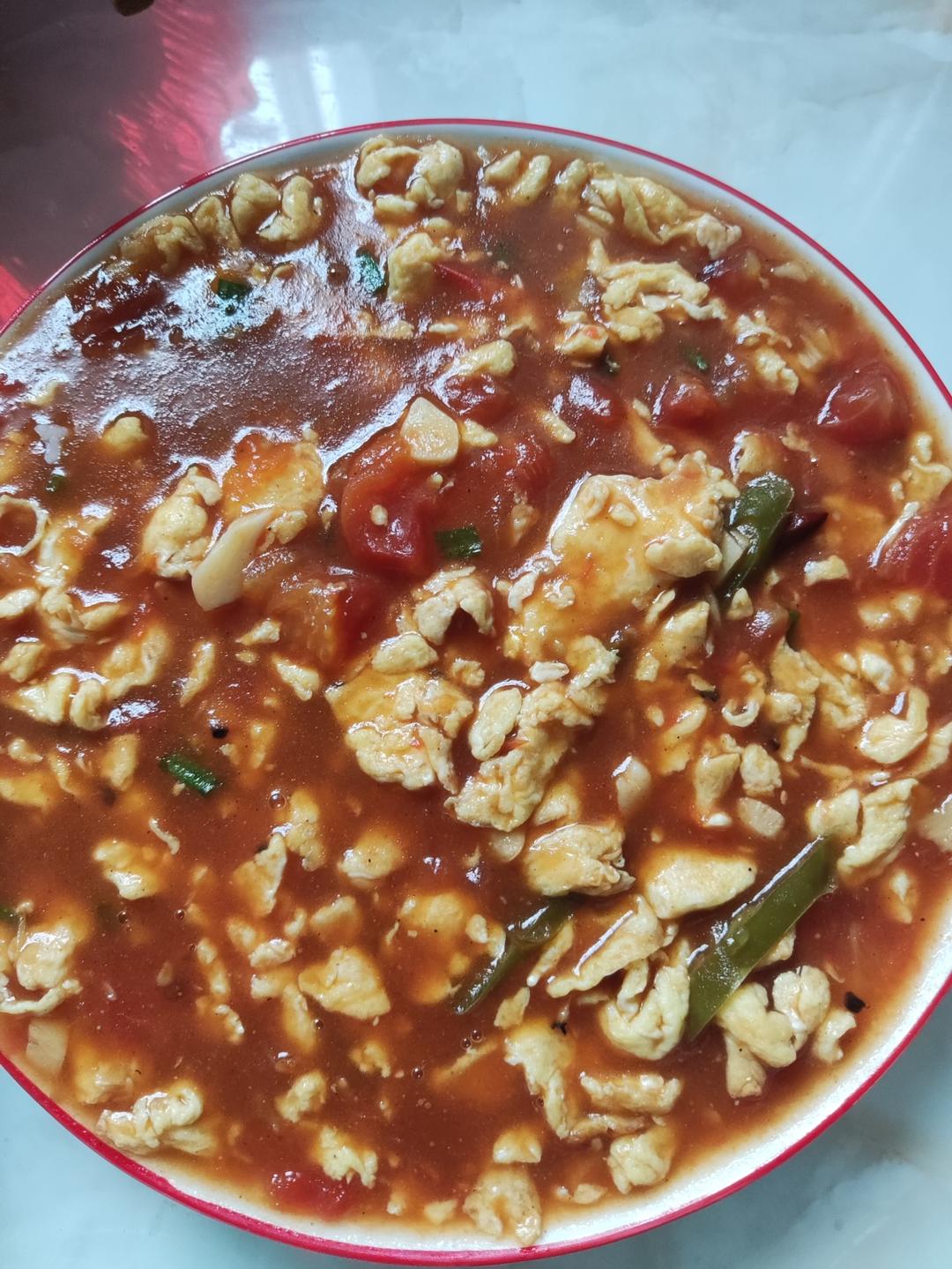 【家传2】  新疆拉条子的拌酱（西红柿鸡蛋酱）（附西红柿巧剥皮，鸡蛋滑散）