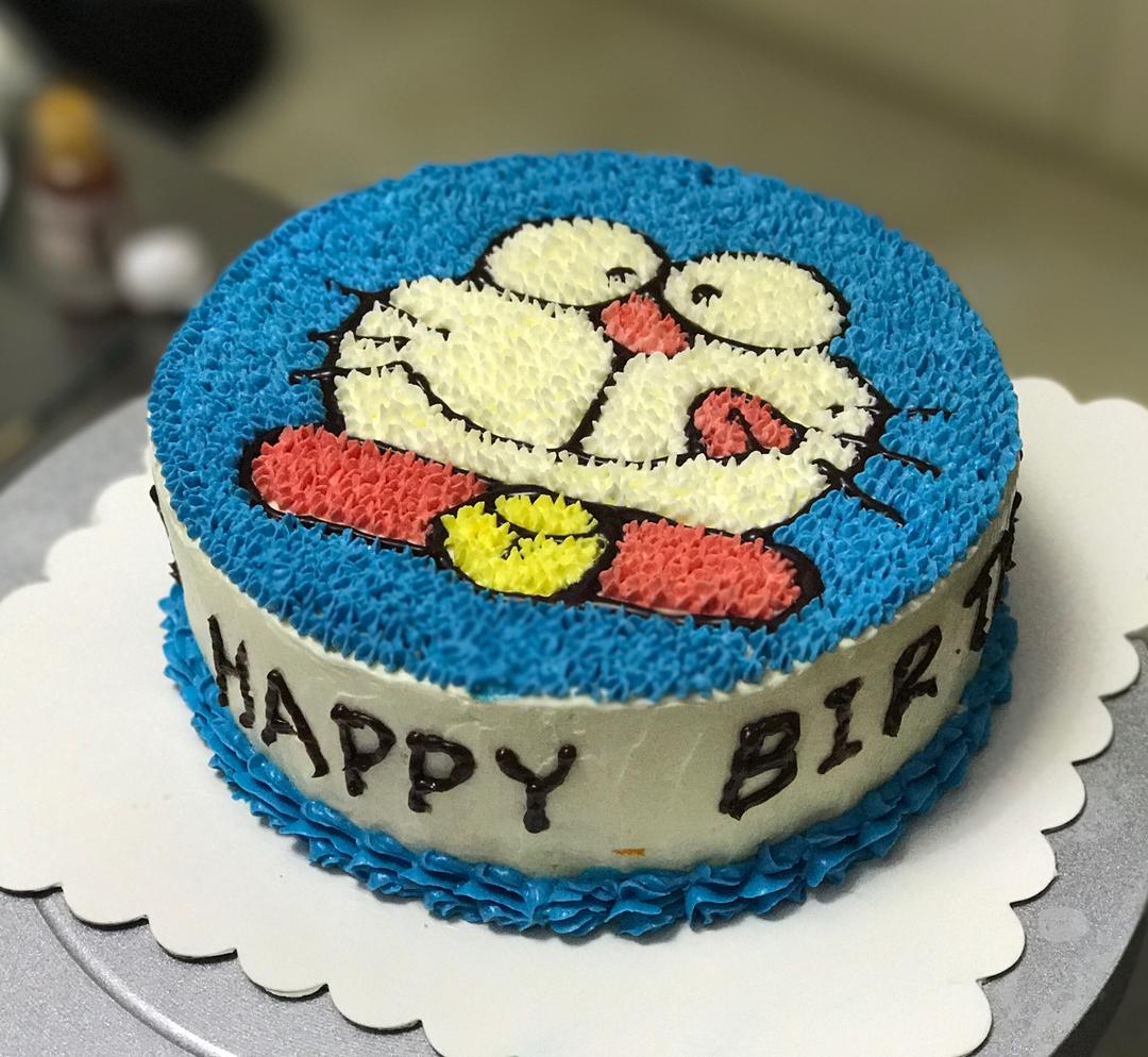 哆啦A梦蓝胖子卡通裱花蛋糕