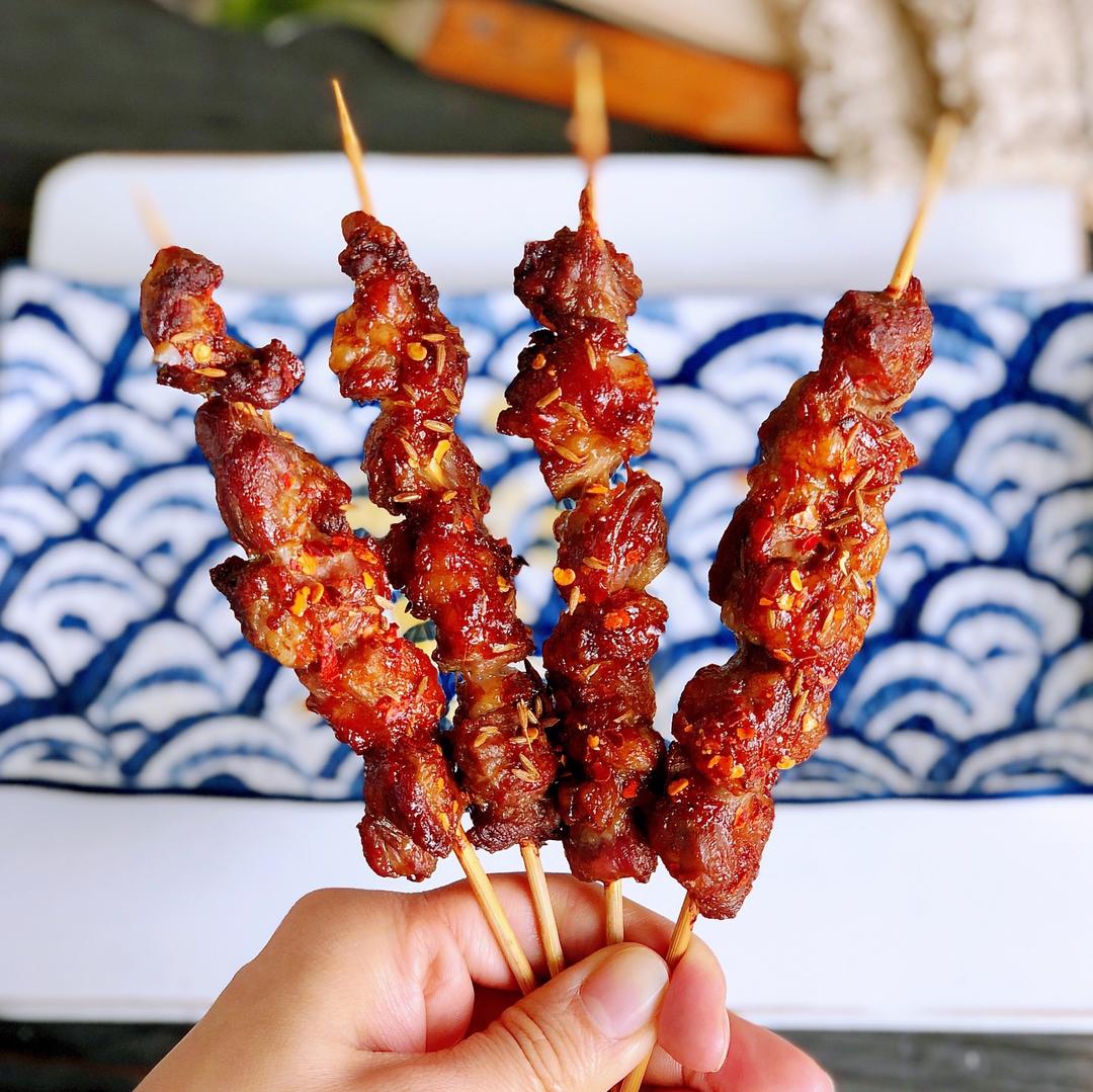 超简单家庭版电烤串（自制羊肉串）无烟无油，大肉块超过瘾