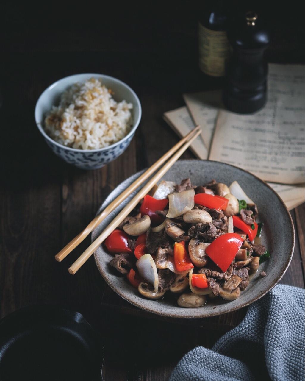 白蘑菇牛肉片