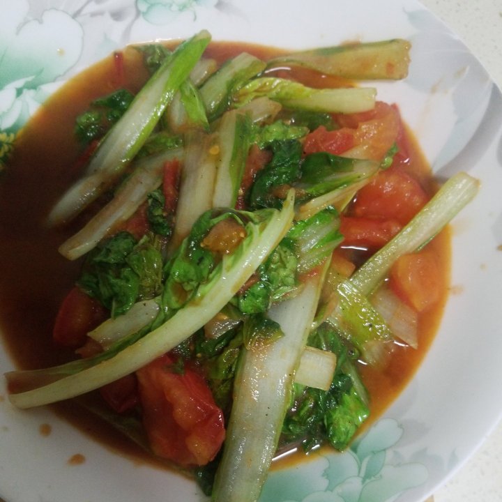 董太的私方菜--西红柿炒青菜