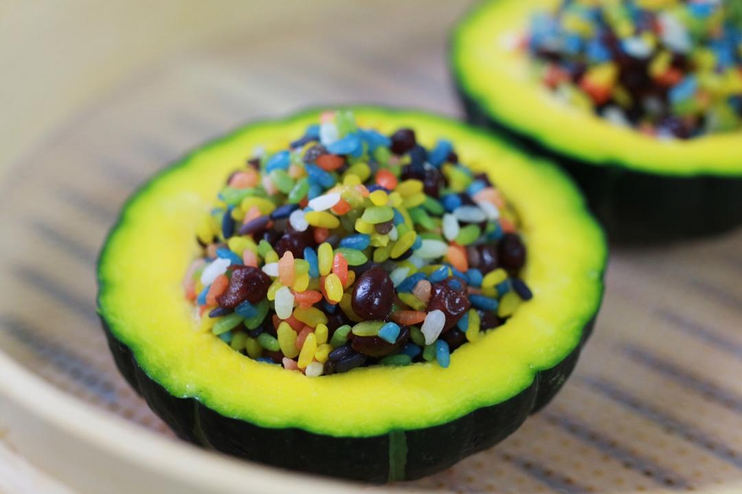 蜜豆彩米蒸南瓜🎃