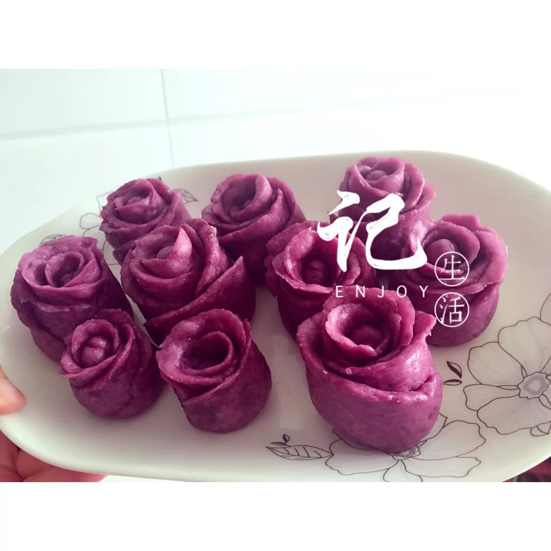 紫薯玫瑰花馒头