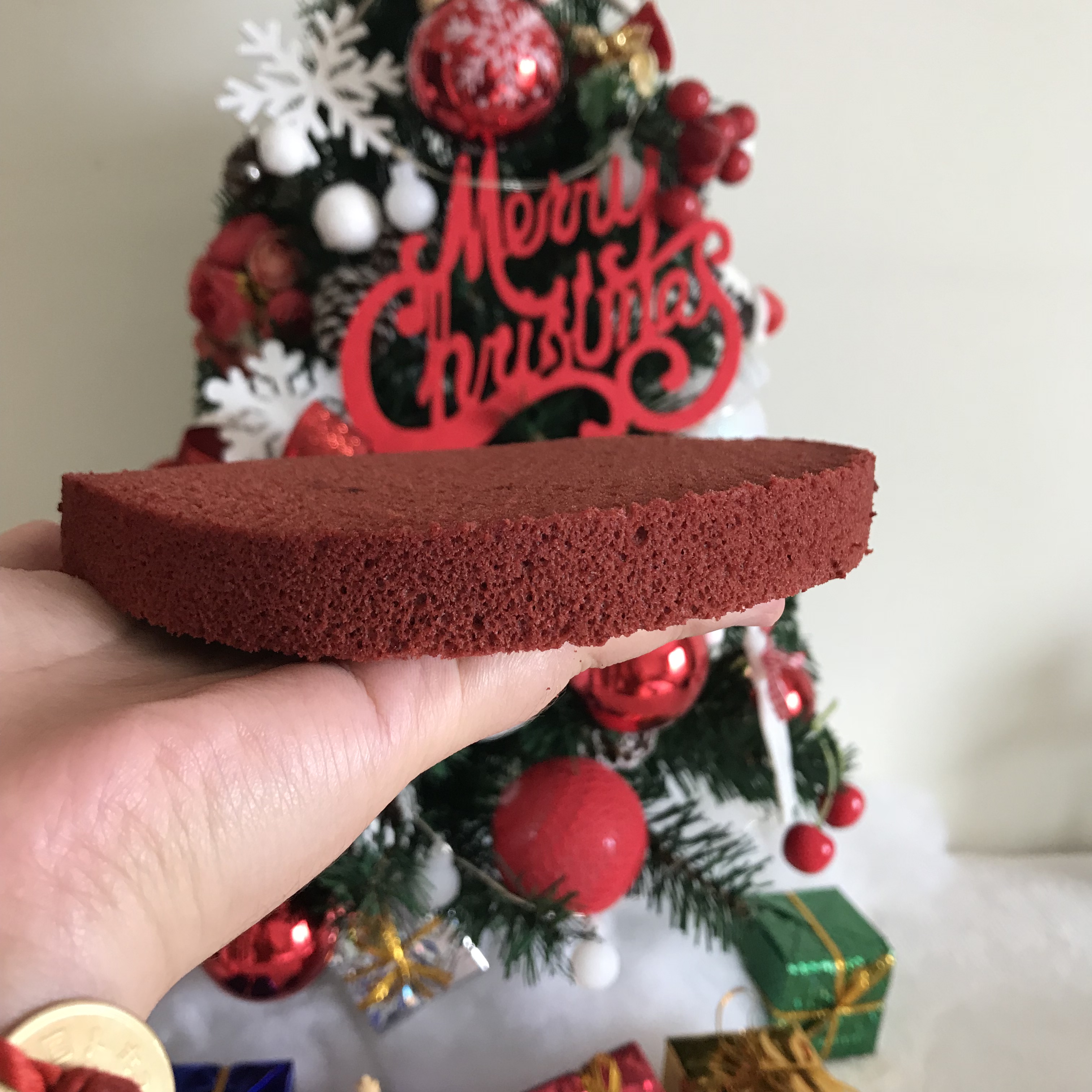 圣诞红丝绒海绵蛋糕/古早蛋糕/裸蛋糕的做法 步骤13