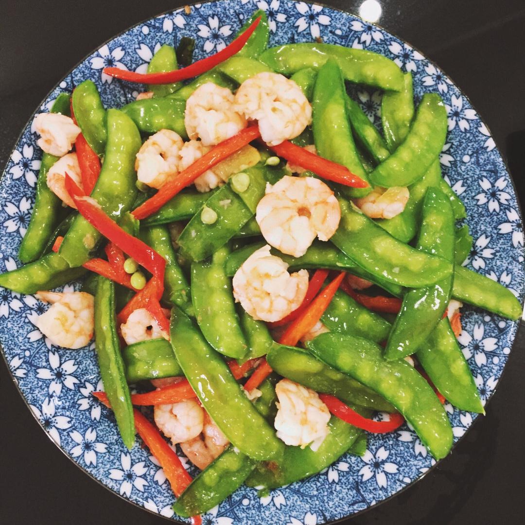 荷兰豆炒虾仁