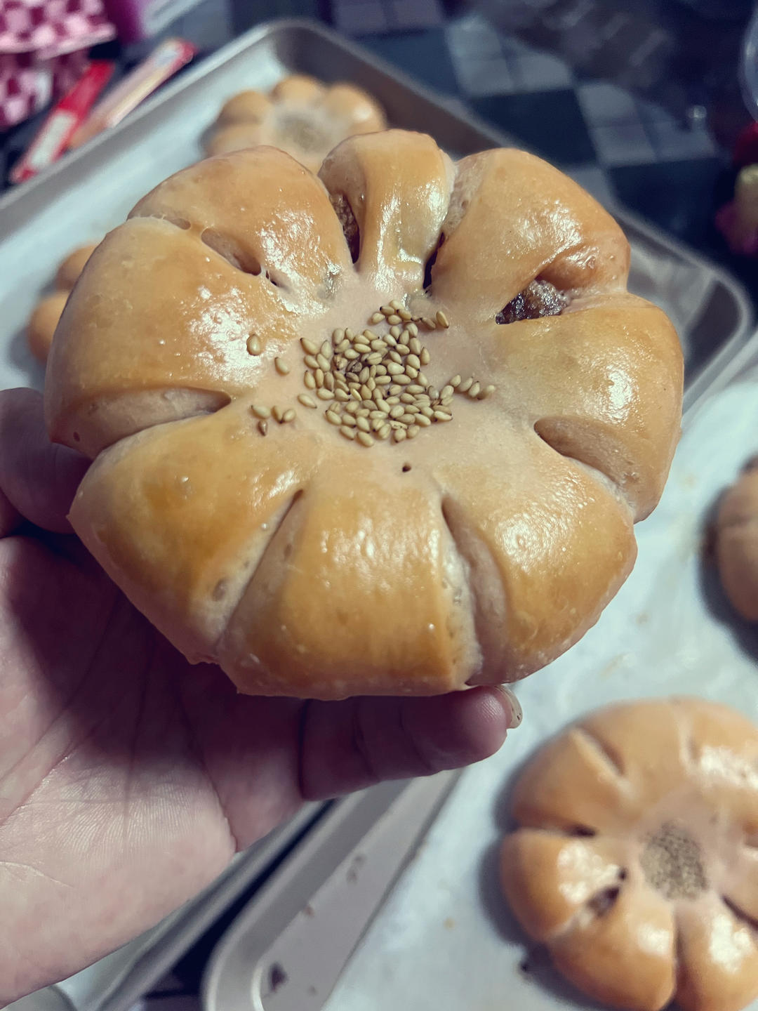 🌼金灿灿花朵面包｜消耗月饼馅
