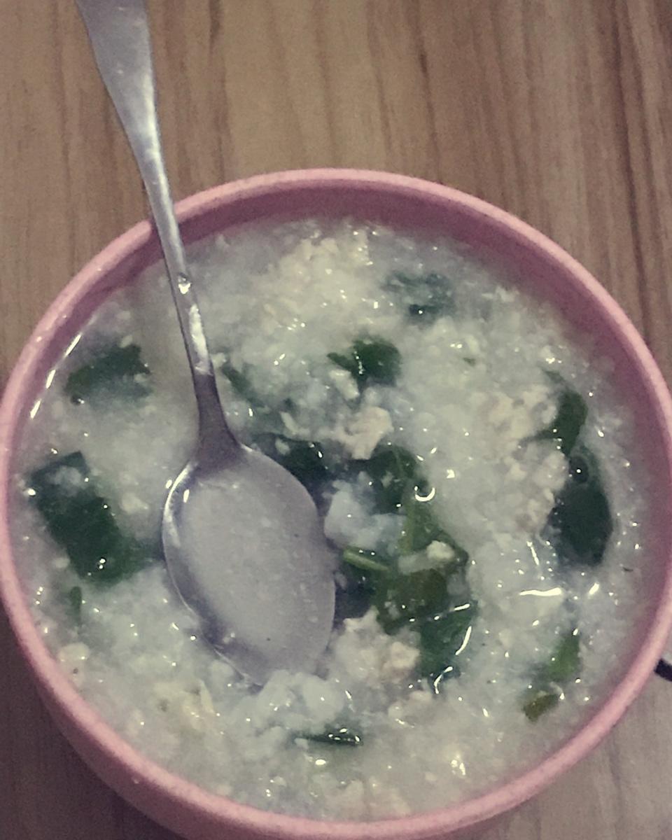 香菇青菜肉末稀饭