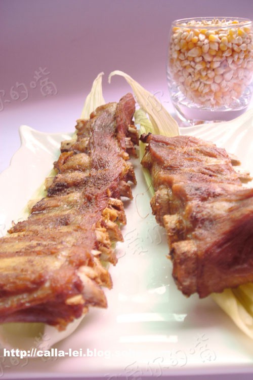 玉米皮烤脱脂排骨的做法