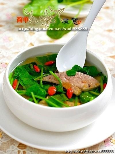 菠菜猪肝汤的做法