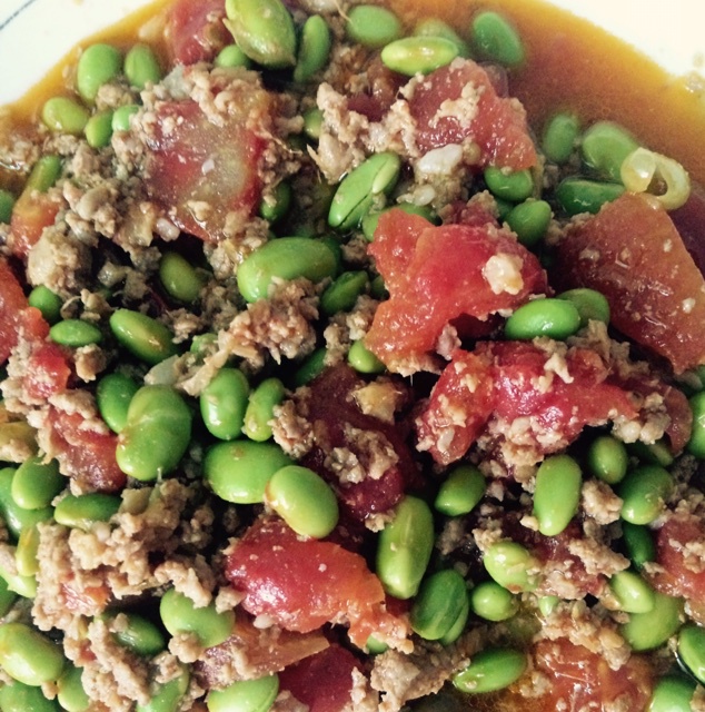肉末番茄烧毛豆
