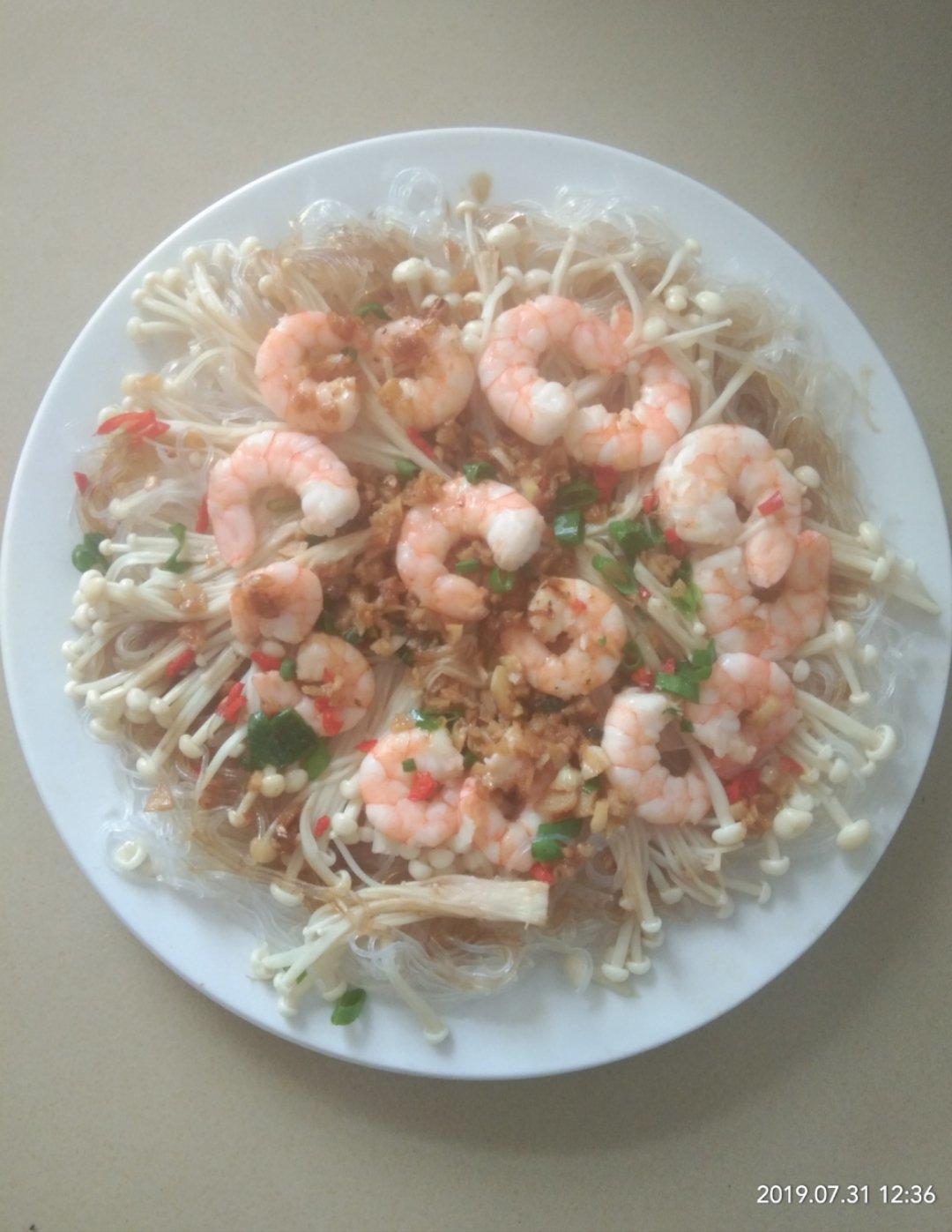 家常快手菜~金针菇粉丝蒸虾
