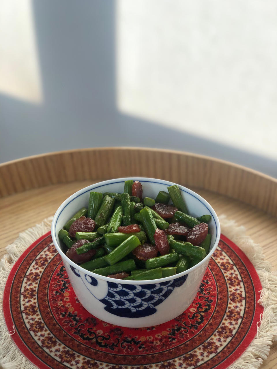 荤素搭配--芦笋炒腊肠