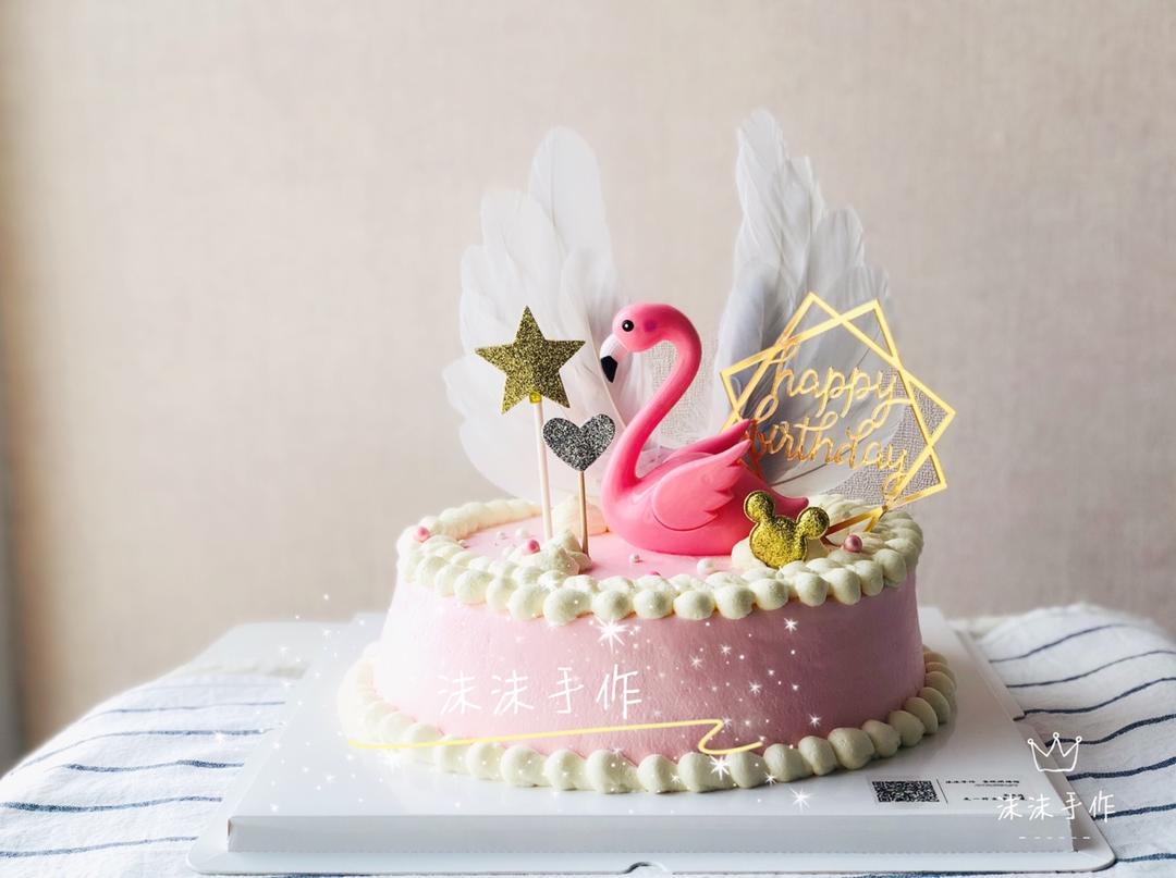 粉色火烈鸟奶油蛋糕