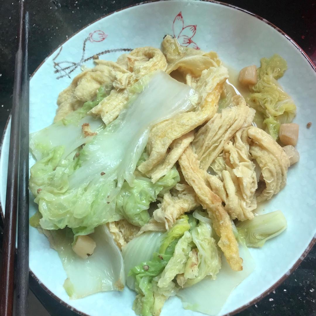 小白菜炒腐竹