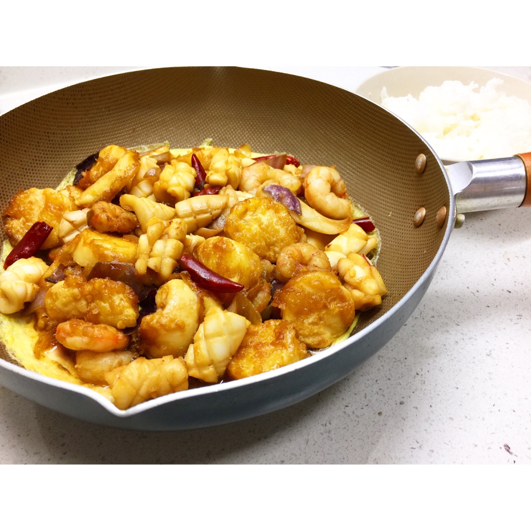 铁板海鲜日本豆腐 Seafood with Japanese Dofu