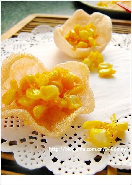 玉米虾片盏的做法