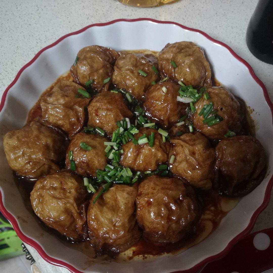红烧油面筋塞肉