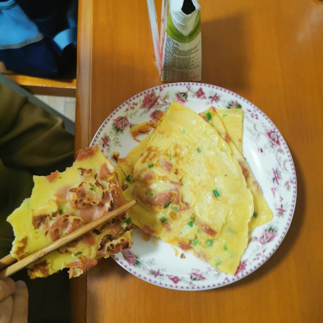 葱花火腿鸡蛋饼 快手营养早餐