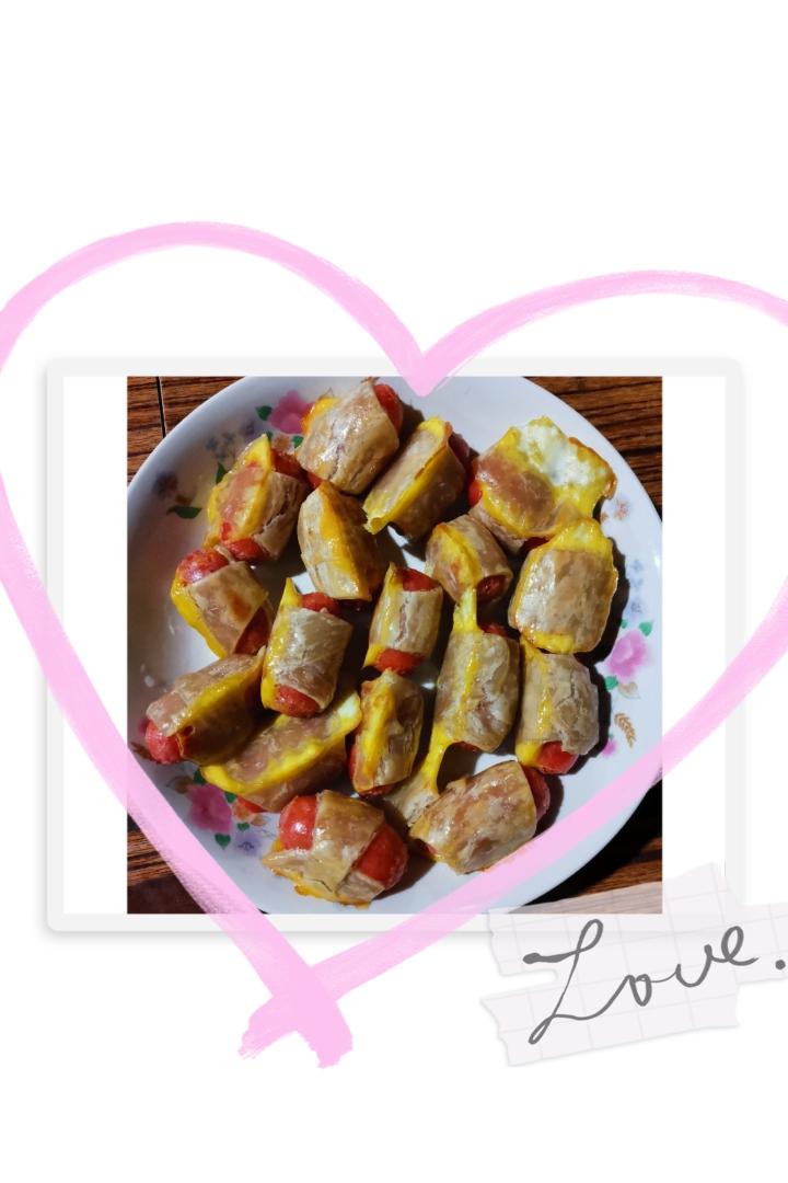 家庭简易手抓饼小香肠
