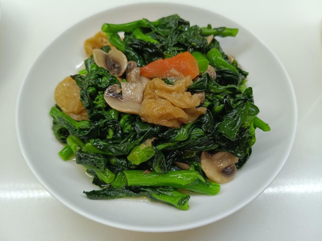美味营养油面筋炒青菜
