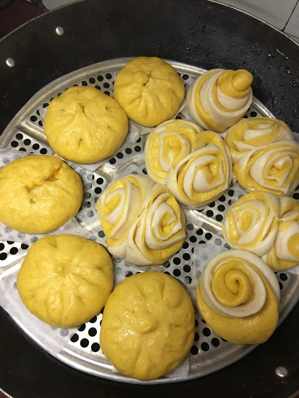 南瓜紫薯花样馒头