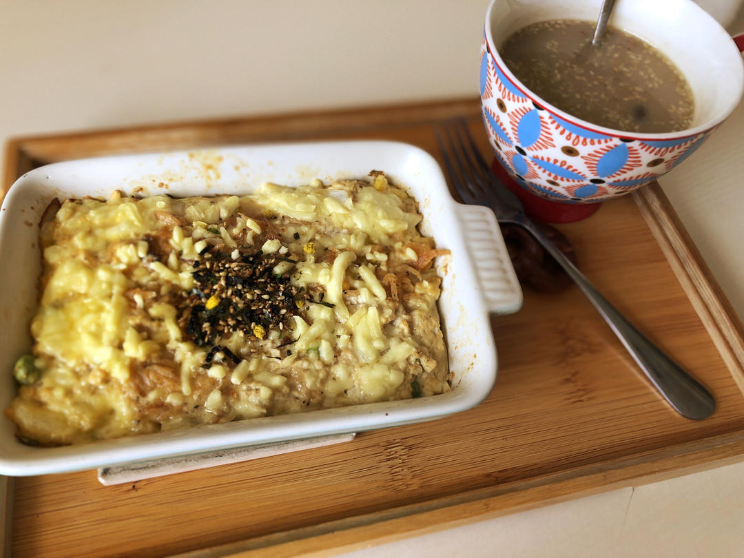 虾皮芝士焗豆腐（高蛋白快手早餐）