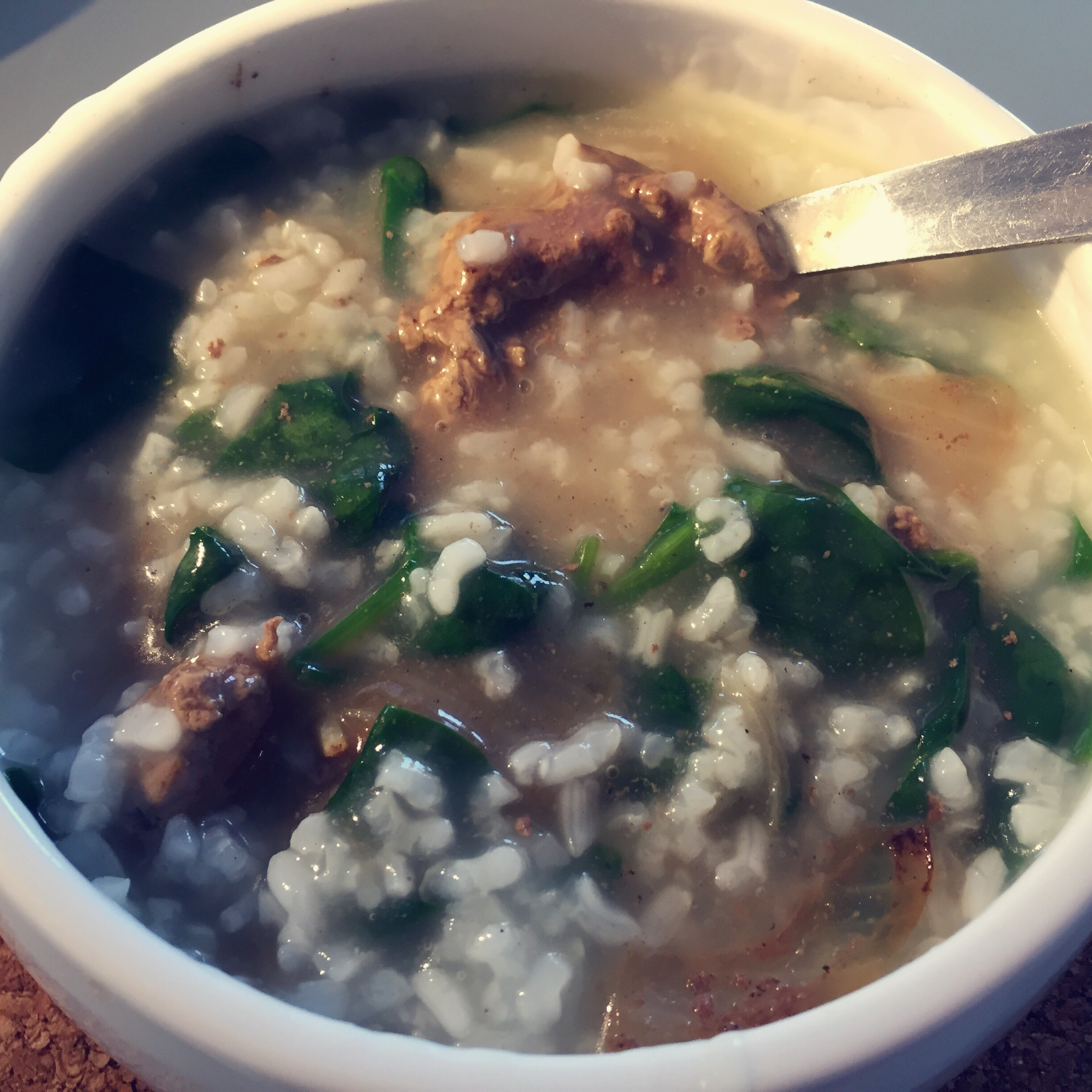 菠菜鸡肝生滚粥